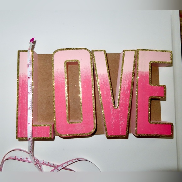 Transpac | pink ombré glitter ‘Love’ block sign set - Picture 3 of 7